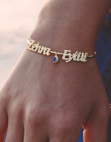 Kişiye Özel İki İsimli Gümüş Tel Bilezik