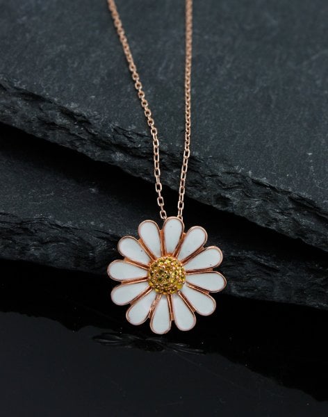 925 Ayar Gümüş Papatya Kolye