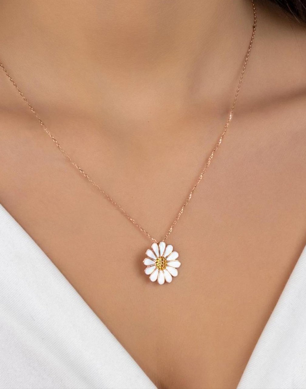 925 Ayar Gümüş Papatya Kolye