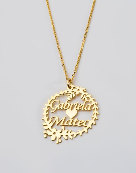 İki İsimli Chic Çerçeveli Gümüş Kolye