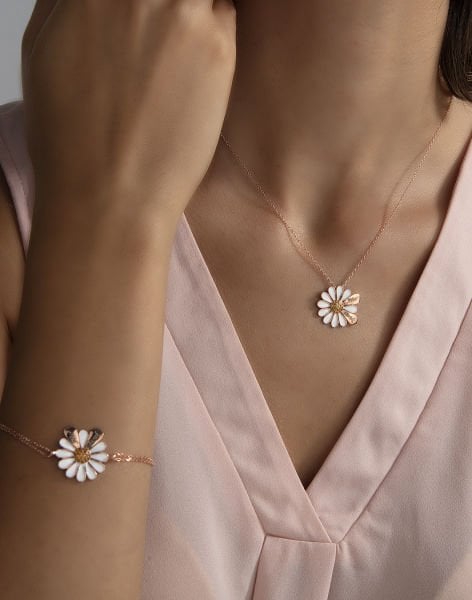 İki İsimli Papatya Gümüş Takı Seti