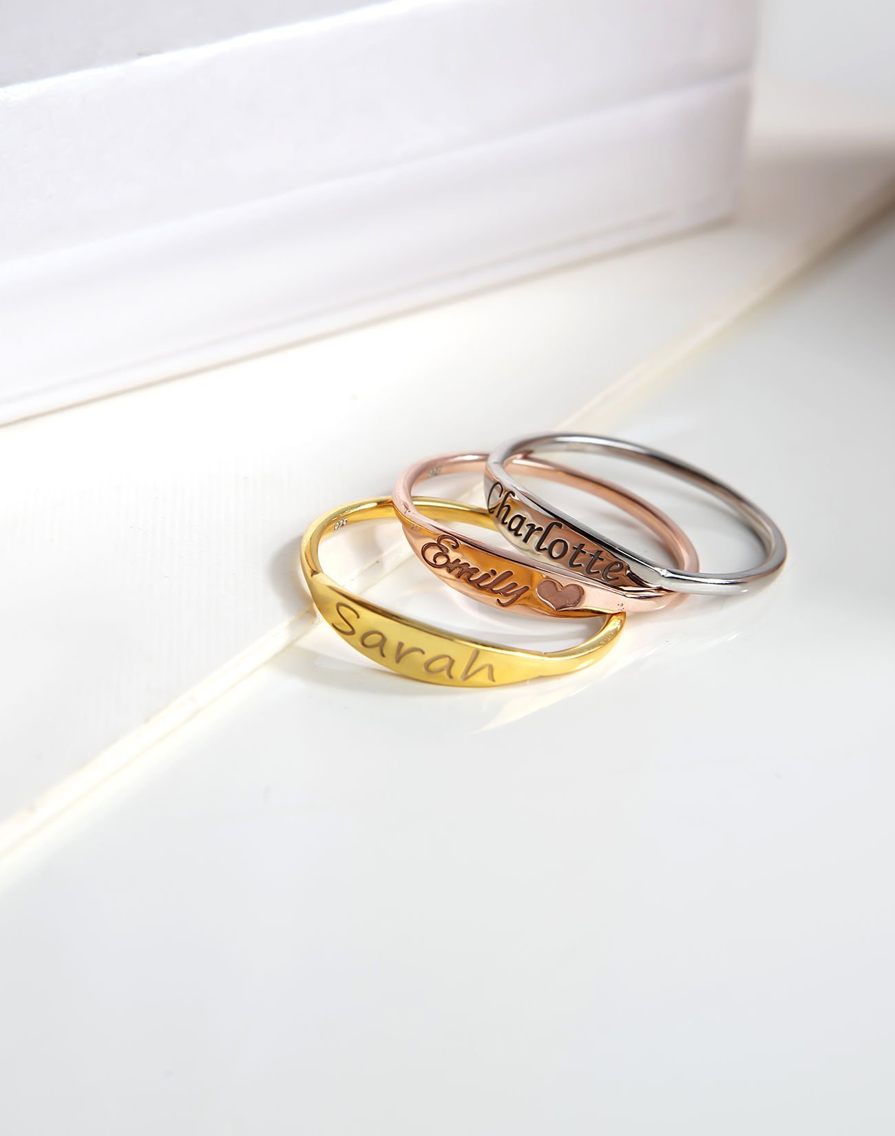 İsimli Zarif Tasarım Gümüş Yüzük