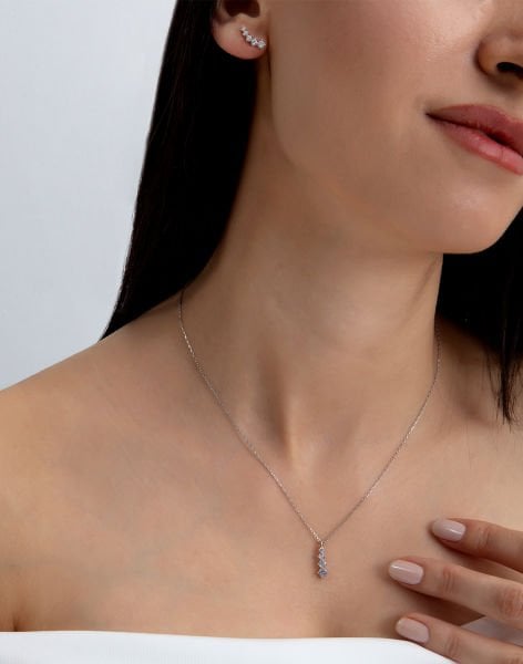 925 Ayar Zarif Zirkon Taşlı Gümüş Takı Seti