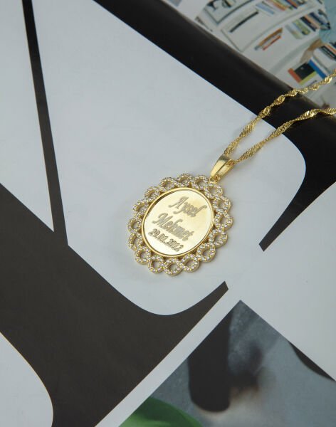 Sonsuzluk Çerçeveli İsimli Gümüş Singapur Kolye