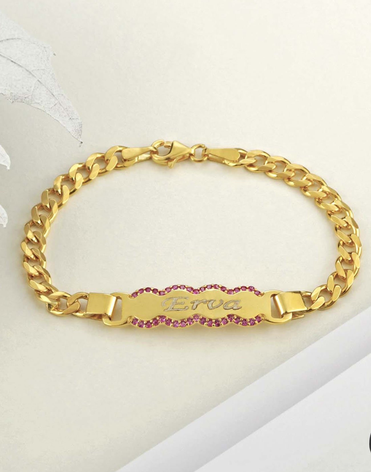 925 Ayar Gümüş Zirkon Taşlı İsimli Çocuk Künyesi Gurmet Zincir