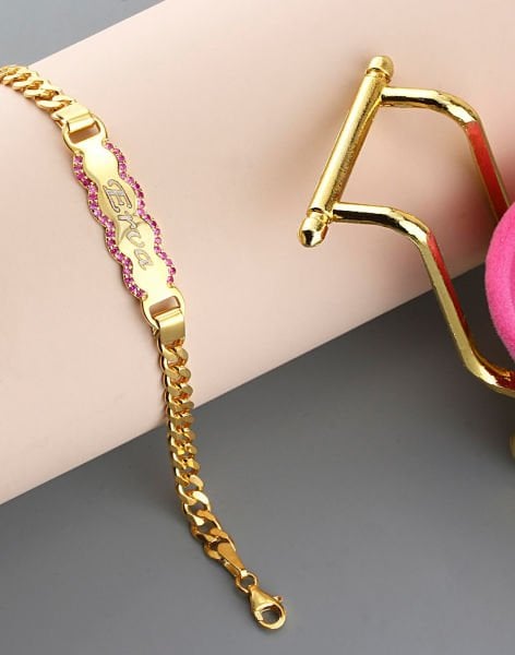 925 Ayar Gümüş Zirkon Taşlı İsimli Çocuk Künyesi Gurmet Zincir