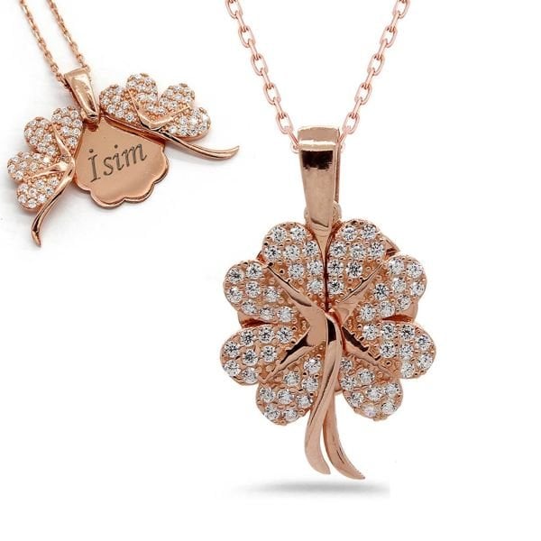 Kişiye Özel Gümüş Açılır Yonca Kolye