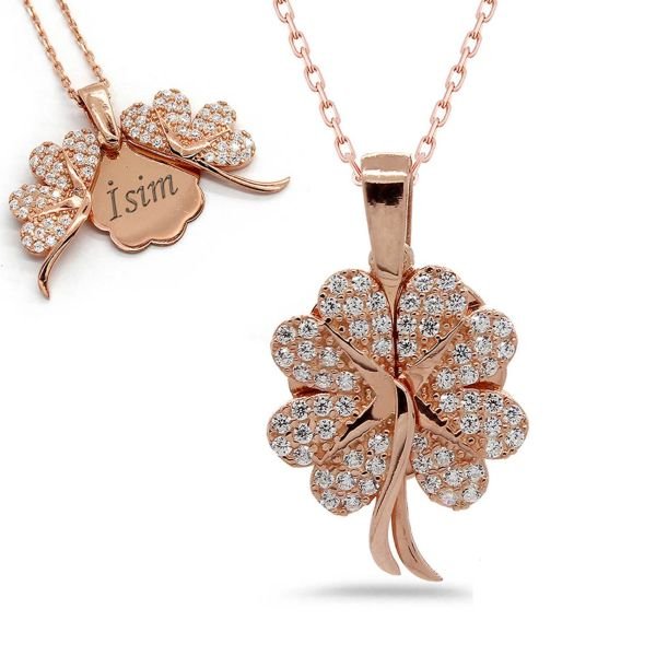 Kişiye Özel Gümüş Açılır Yonca Kolye