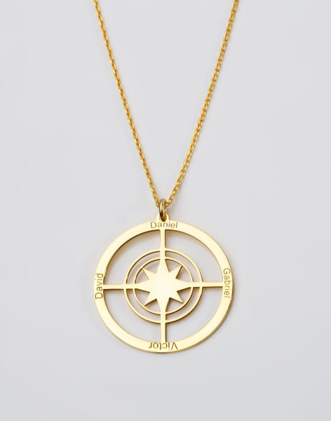 Kişiselleştirilebilir Gümüş Pusula Kolye