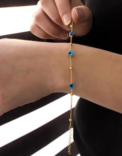 Cam Gözlü Dorikalı Gümüş Bileklik