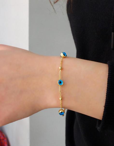 Cam Gözlü Dorikalı Gümüş Bileklik