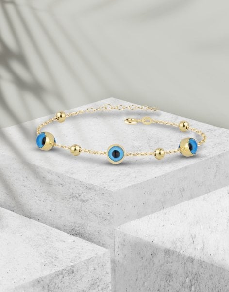 Cam Gözlü Dorikalı Gümüş Bileklik