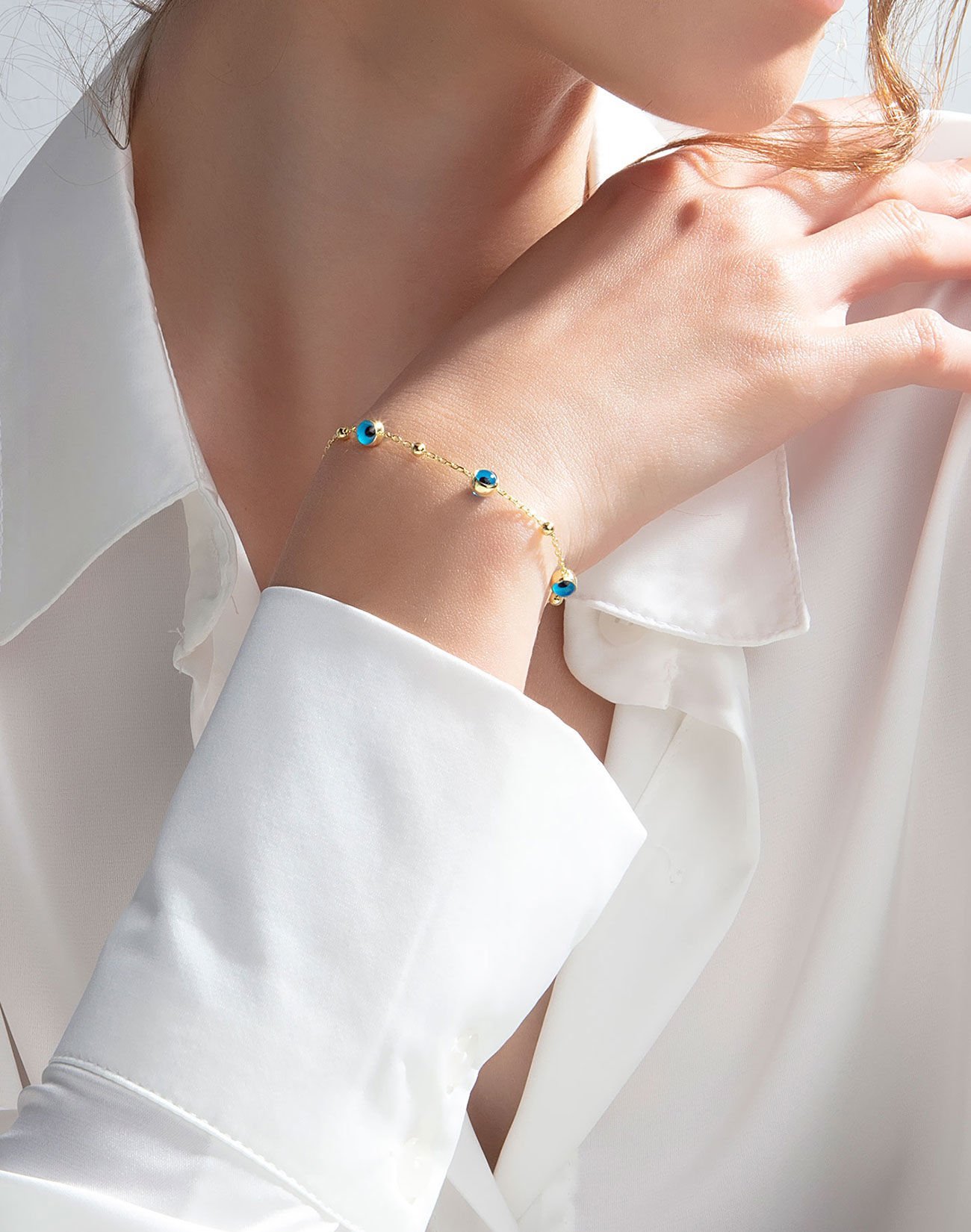 Cam Gözlü Dorikalı Gümüş Bileklik