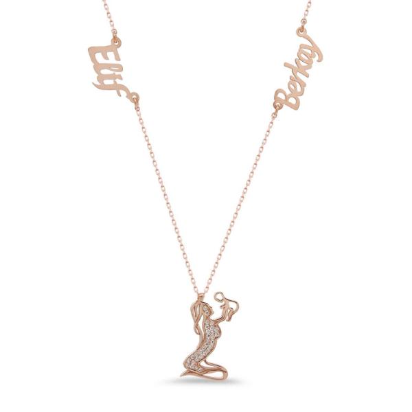 İki İsimli Gümüş Anne Bebek Kolye