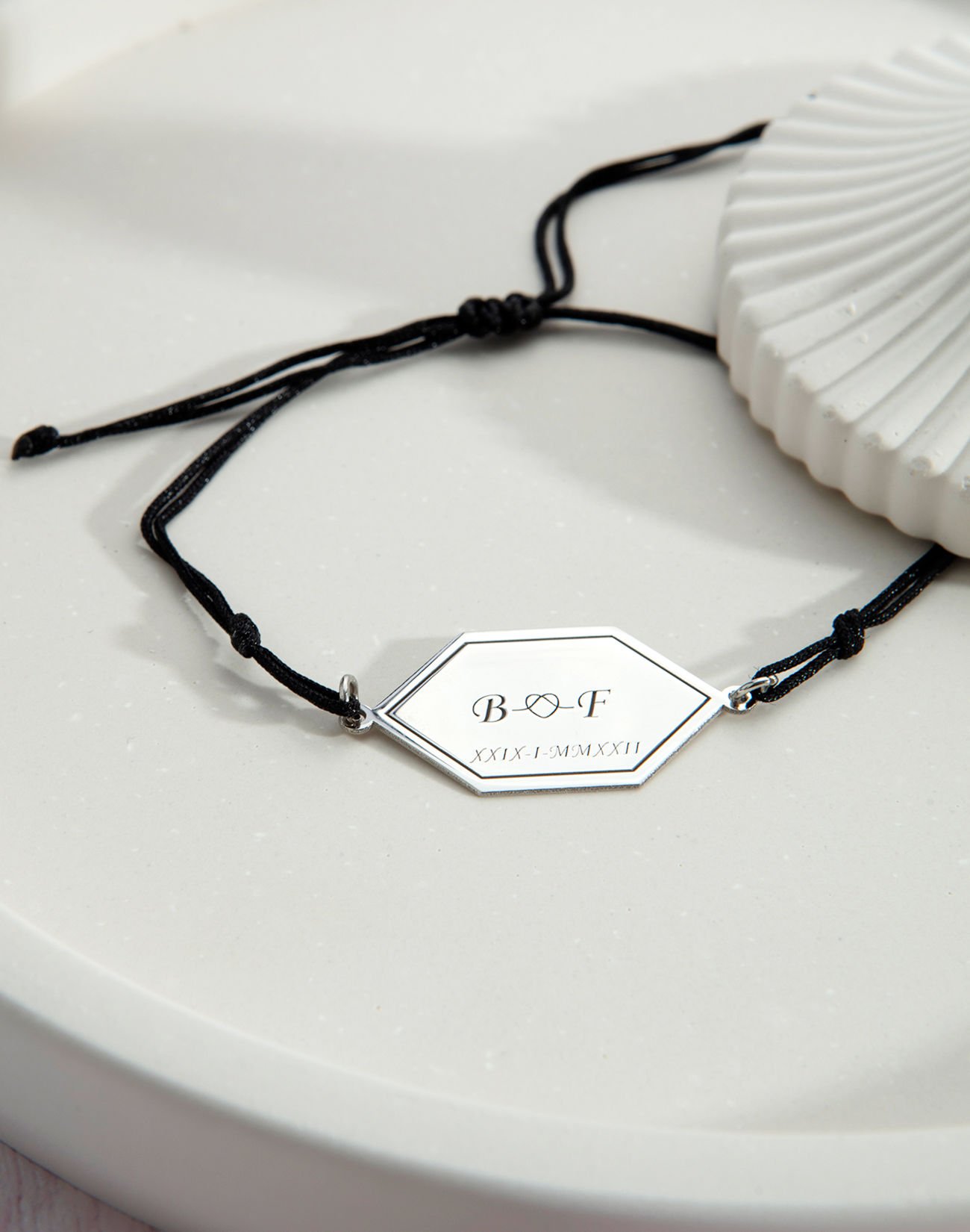 925 Ayar Gümüş Kişiye Özel Makrome Altıgen Sonsuzluk Bileklik