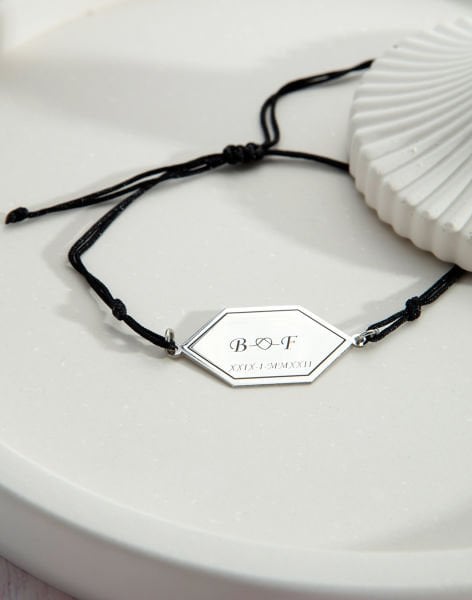 925 Ayar Gümüş Kişiye Özel Makrome Altıgen Sonsuzluk Bileklik