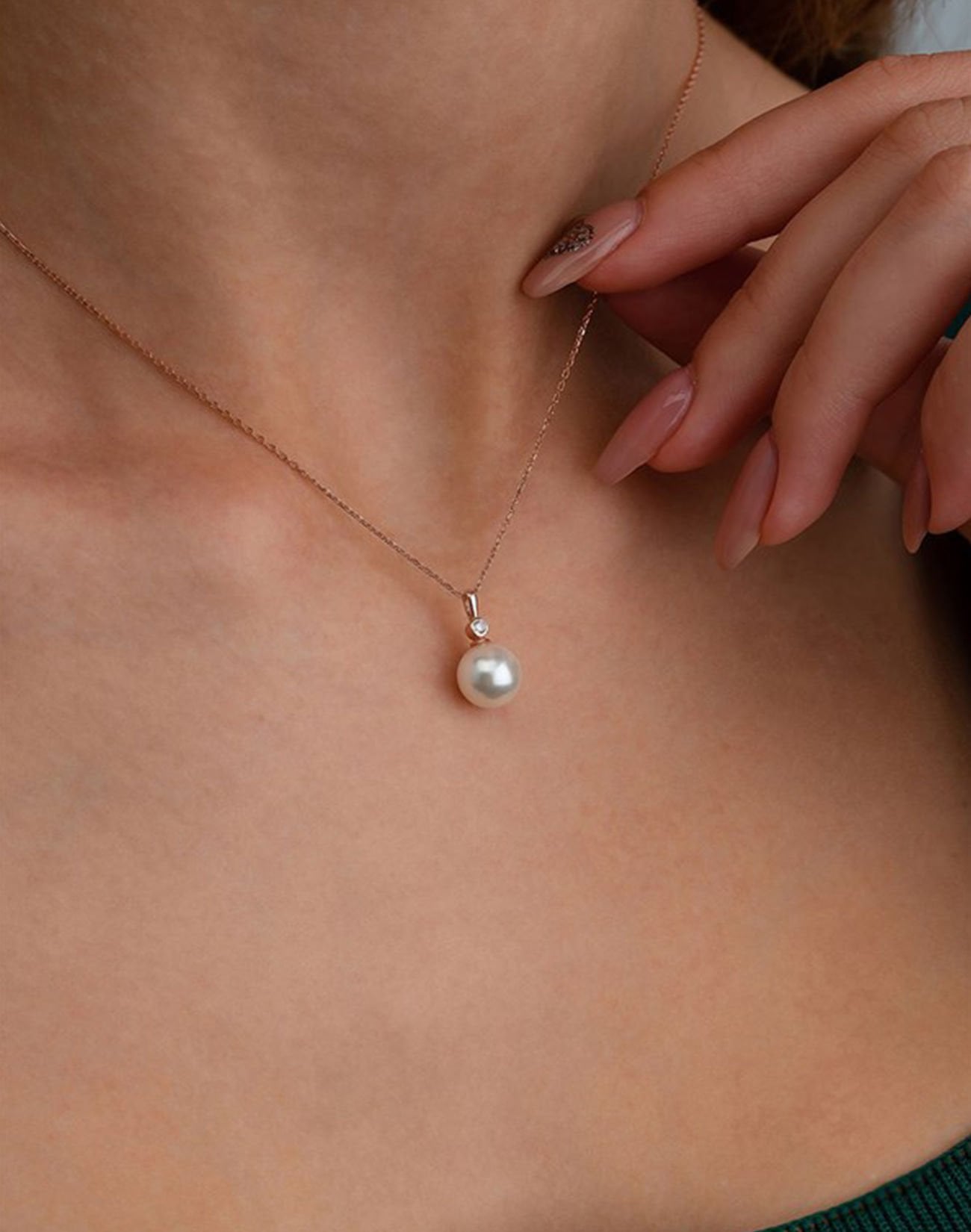 925 Ayar Gümüş Beyaz Küre İnci Kolye