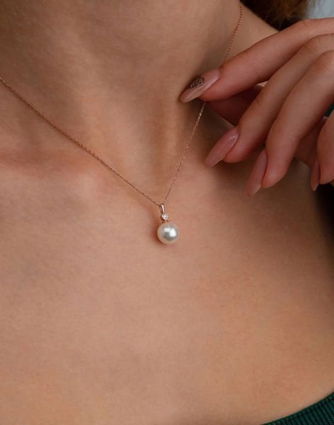 925 Ayar Gümüş Beyaz Küre İnci Kolye