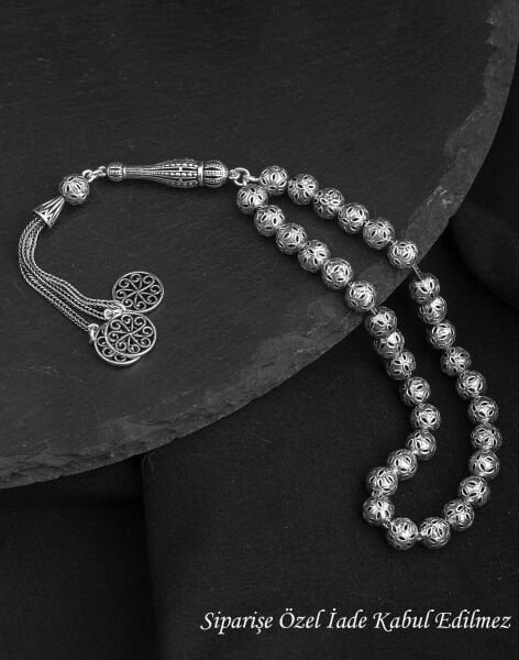 925 Ayar Küre Kesim Kafes Modeli Gümüş Tesbih