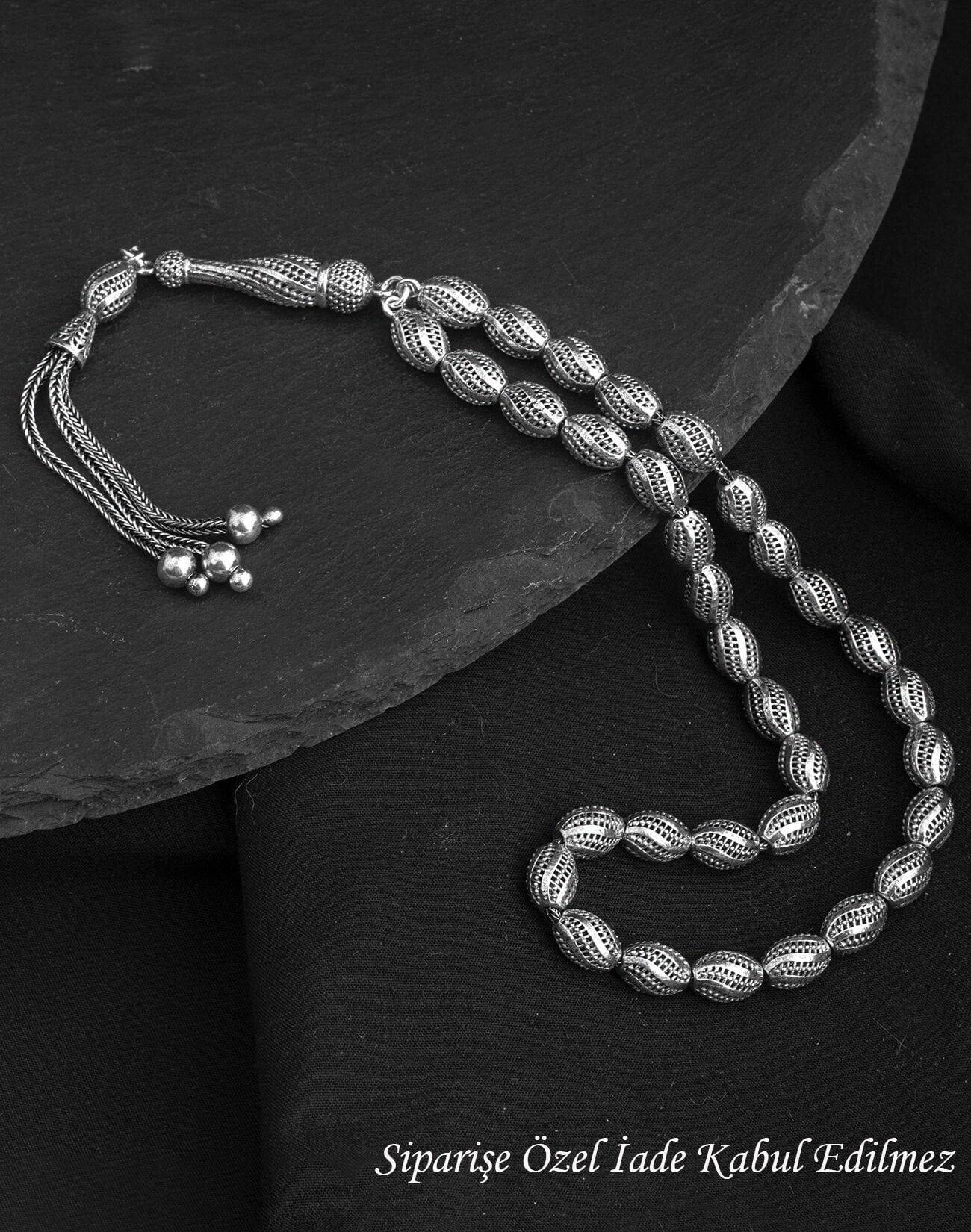 925 Ayar Füzyon Arpa Kesim Gümüş Tesbih