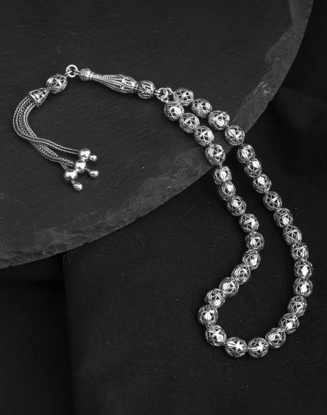 925 Ayar Füzyon İşlemeli Gümüş Tesbih