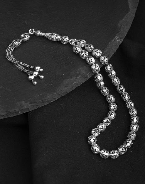 925 Ayar Füzyon İşlemeli Gümüş Tesbih