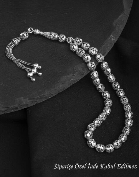 925 Ayar Füzyon İşlemeli Gümüş Tesbih