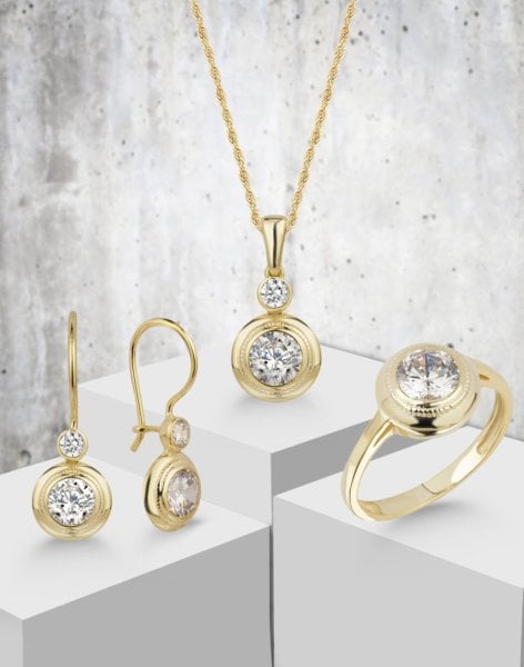 Nostalji Tek Taş Gümüş Set