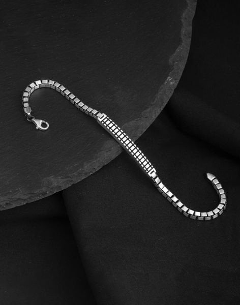 925 Ayar Modern Küp Zincirli Gümüş Erkek Bileklik