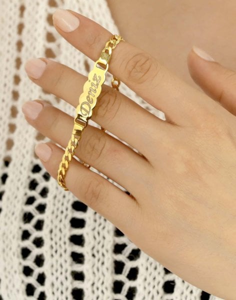 925 Ayar Gümüş Gurmet Zincirli İsimli Çocuk Künyesi