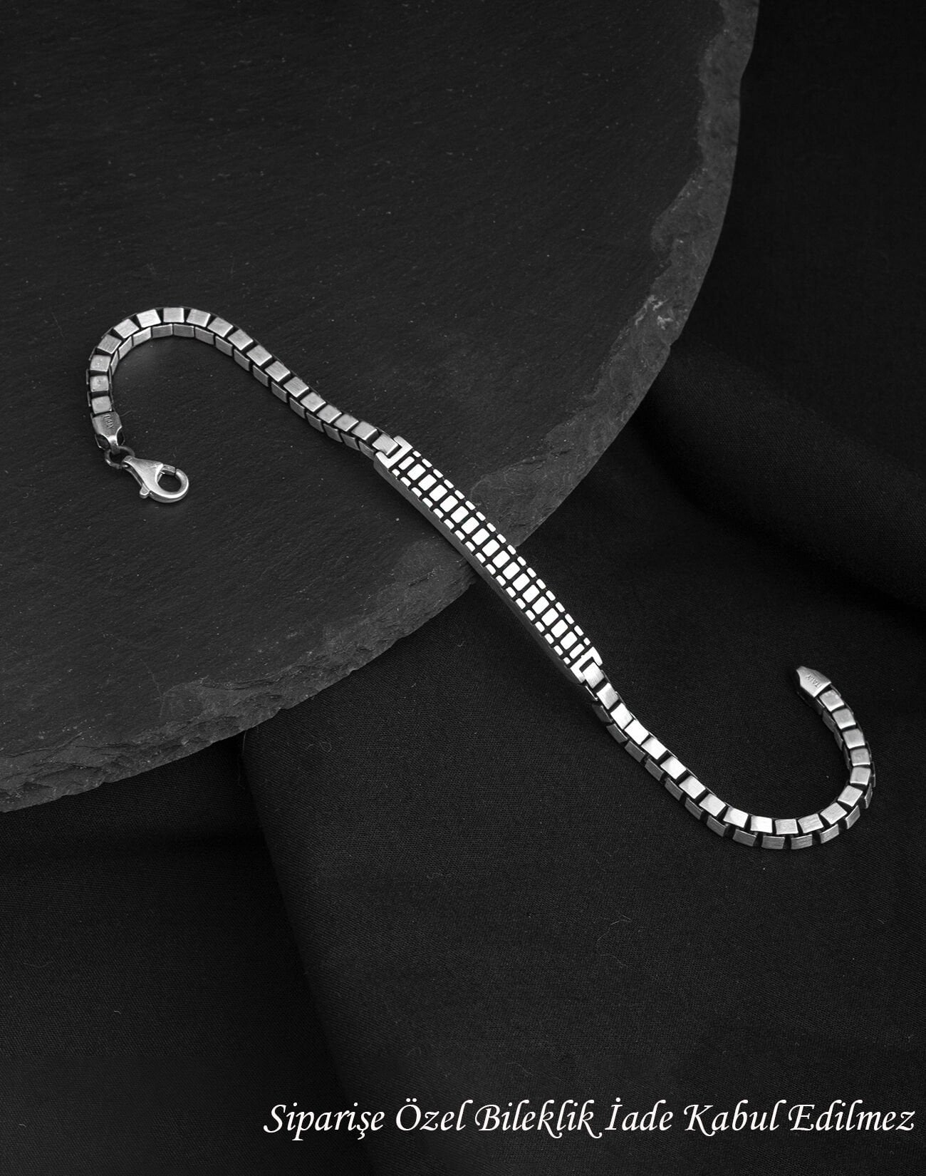 925 Ayar Modern Küp Zincirli Gümüş Erkek Bileklik