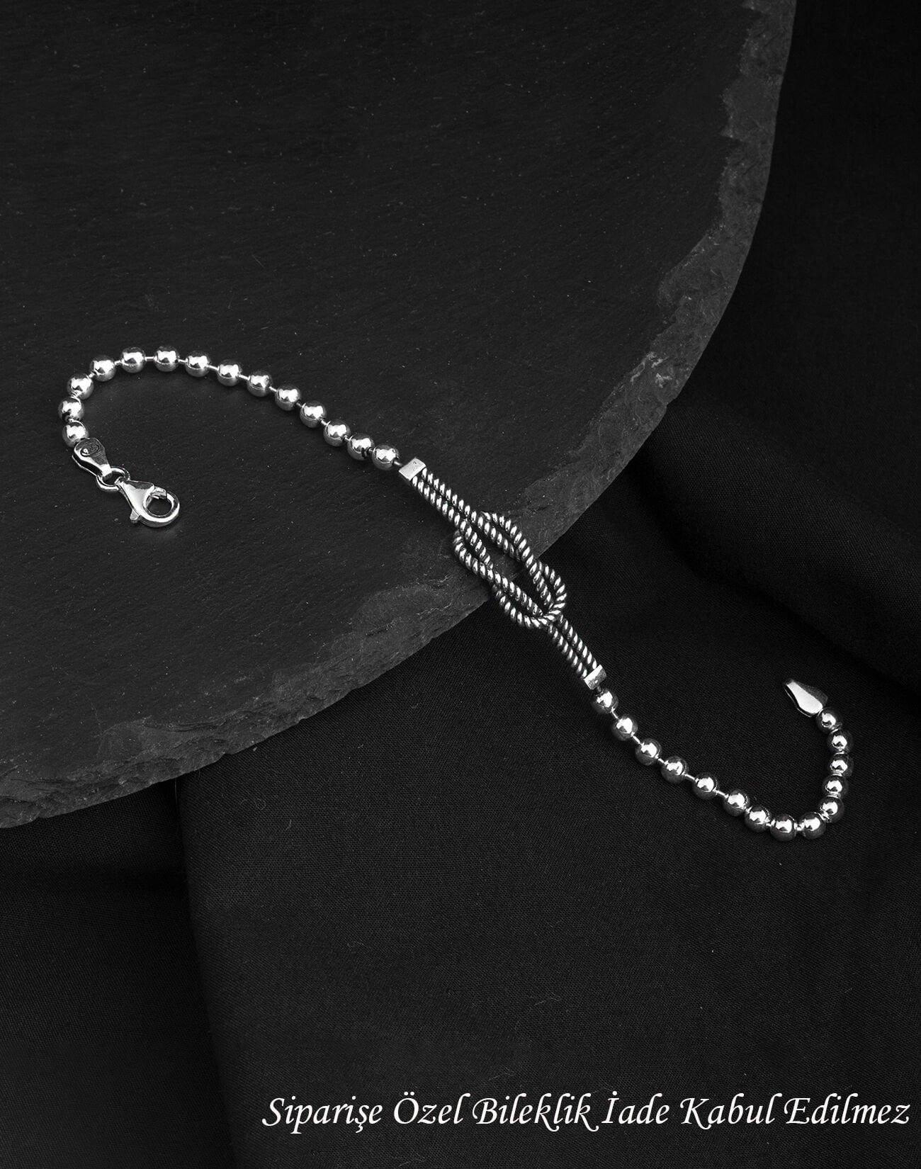 925 Ayar Top Zincirli Burgu Kördüğüm Gümüş Erkek Bileklik