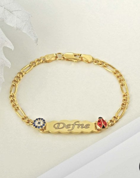 925 Ayar Gümüş Uğur Böcekli İsimli Çocuk Künyesi