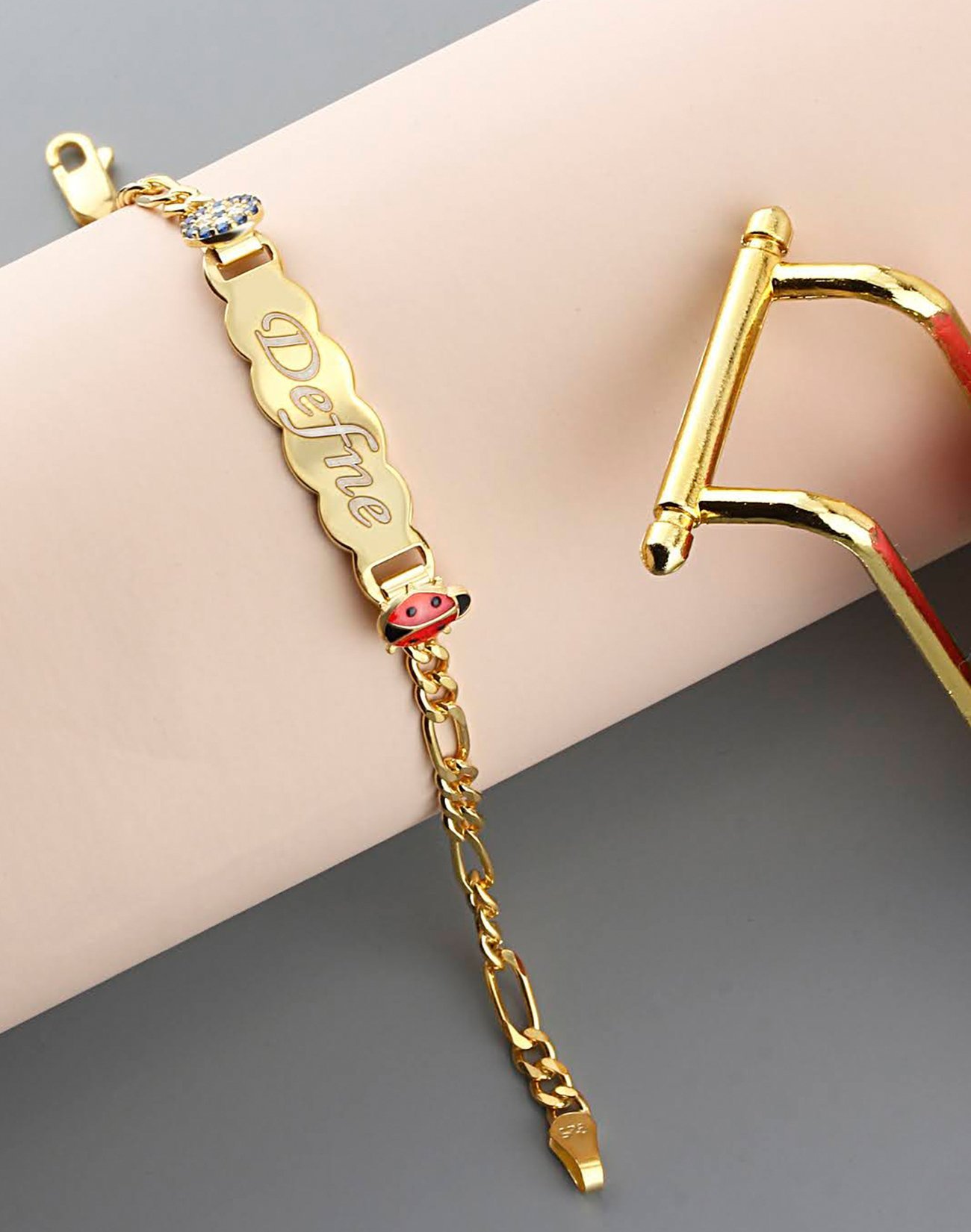 925 Ayar Gümüş Uğur Böcekli İsimli Çocuk Künyesi