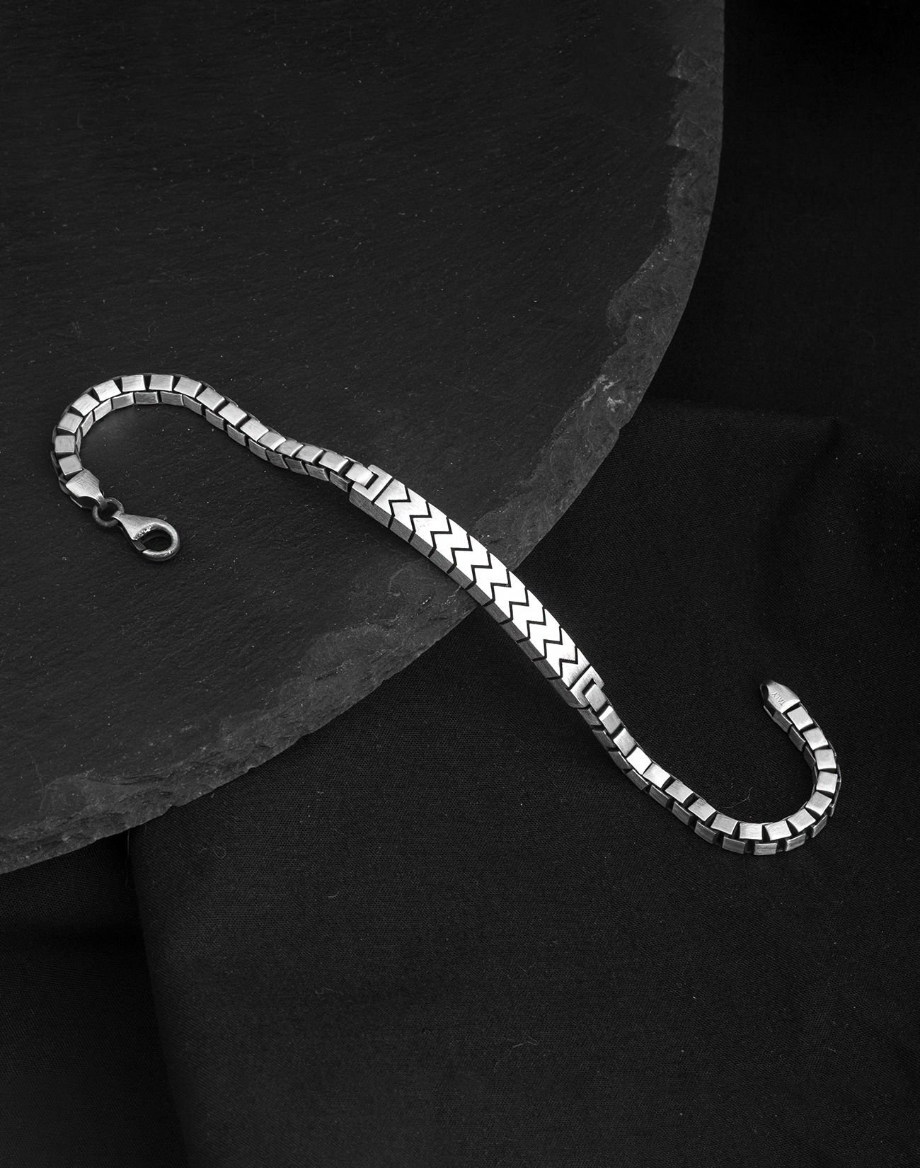 925 Ayar Küp Zincirli Ritim Gümüş Erkek Bileklik