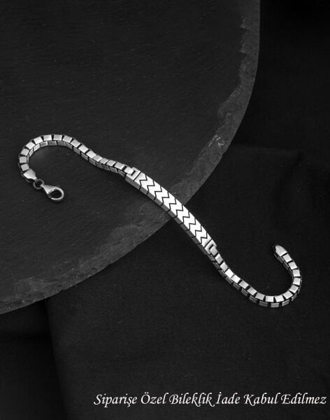 925 Ayar Küp Zincirli Ritim Gümüş Erkek Bileklik