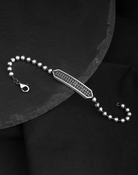 925 Ayar Markazit Taşlı Top Zincirli Gümüş Erkek Bileklik