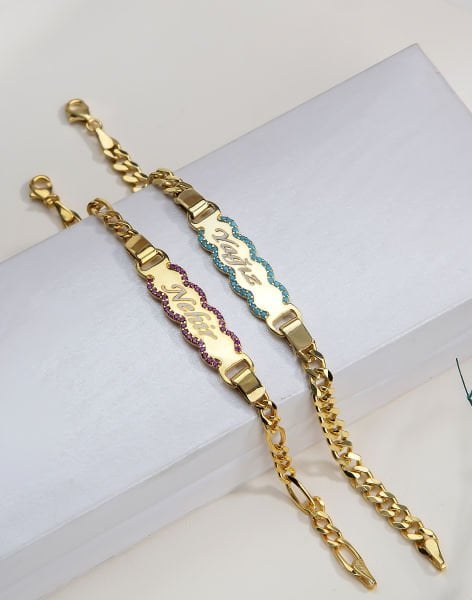 925 Ayar Gümüş Zirkon Taşlı İsimli Çocuk Künyesi