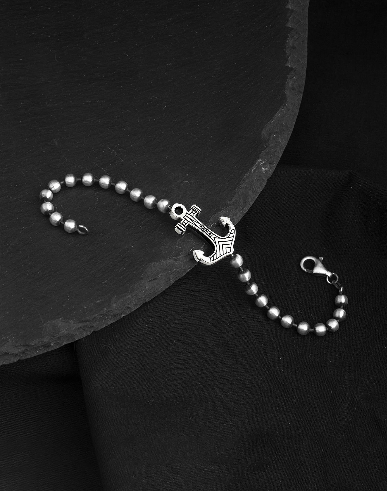 925 Ayar Top Zincirli Anchor Gümüş Erkek Bileklik