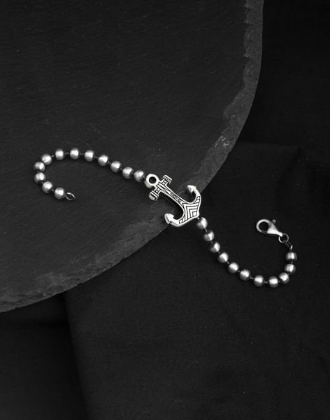 925 Ayar Top Zincirli Anchor Gümüş Erkek Bileklik