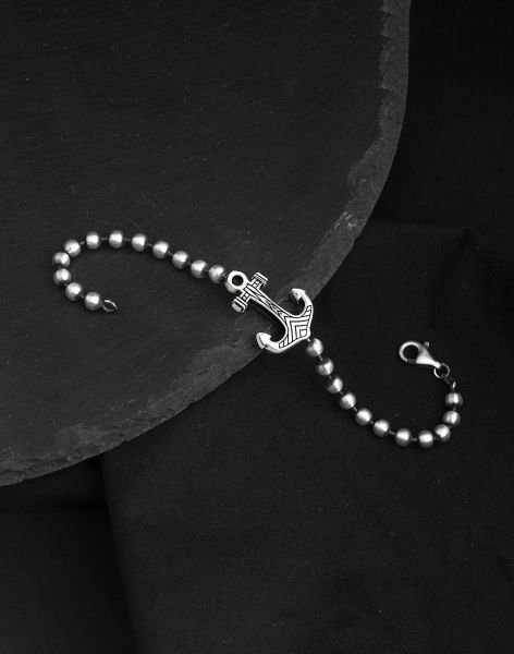 925 Ayar Top Zincirli Anchor Gümüş Erkek Bileklik