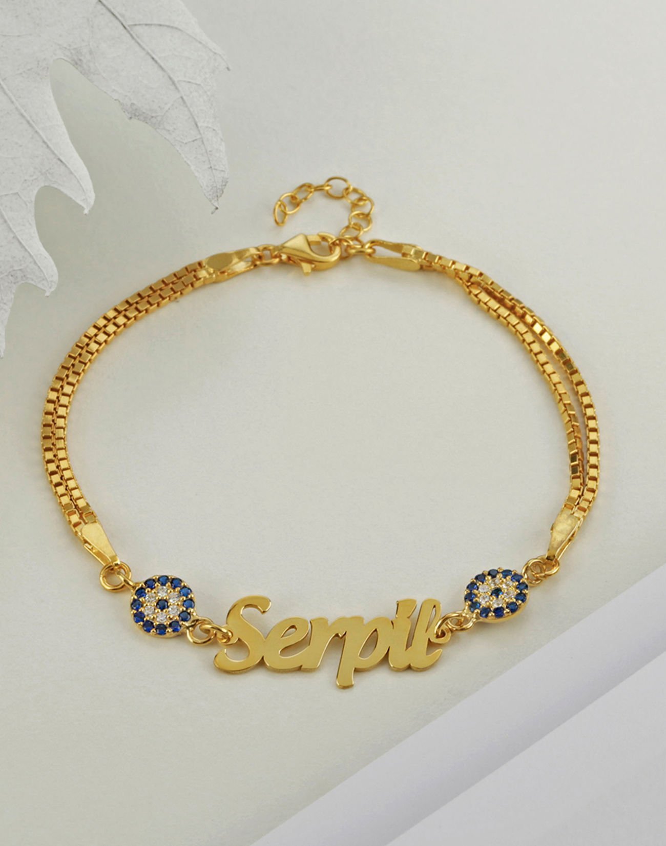 925 Ayar Gümüş Nazar Boncuklu İsimli Bayan Bilekliği