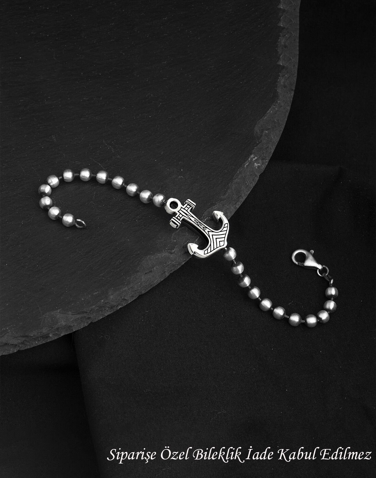 925 Ayar Top Zincirli Anchor Gümüş Erkek Bileklik