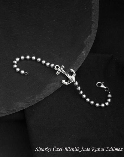 925 Ayar Top Zincirli Anchor Gümüş Erkek Bileklik