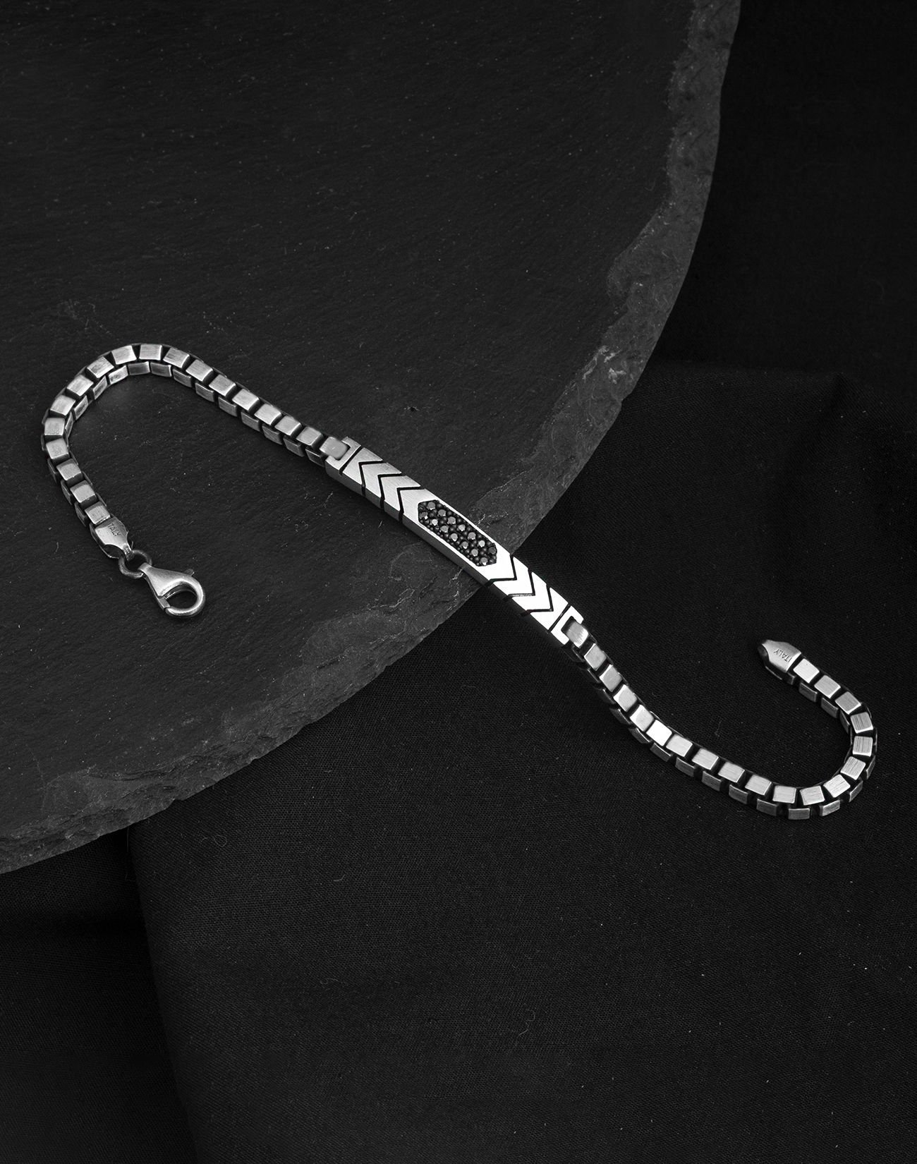 925 Ayar Küp Zincirli Omega Modeli Gümüş Erkek Bileklik