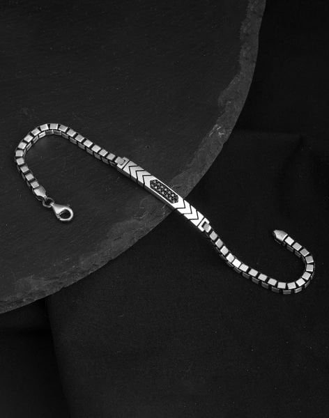 925 Ayar Küp Zincirli Omega Modeli Gümüş Erkek Bileklik