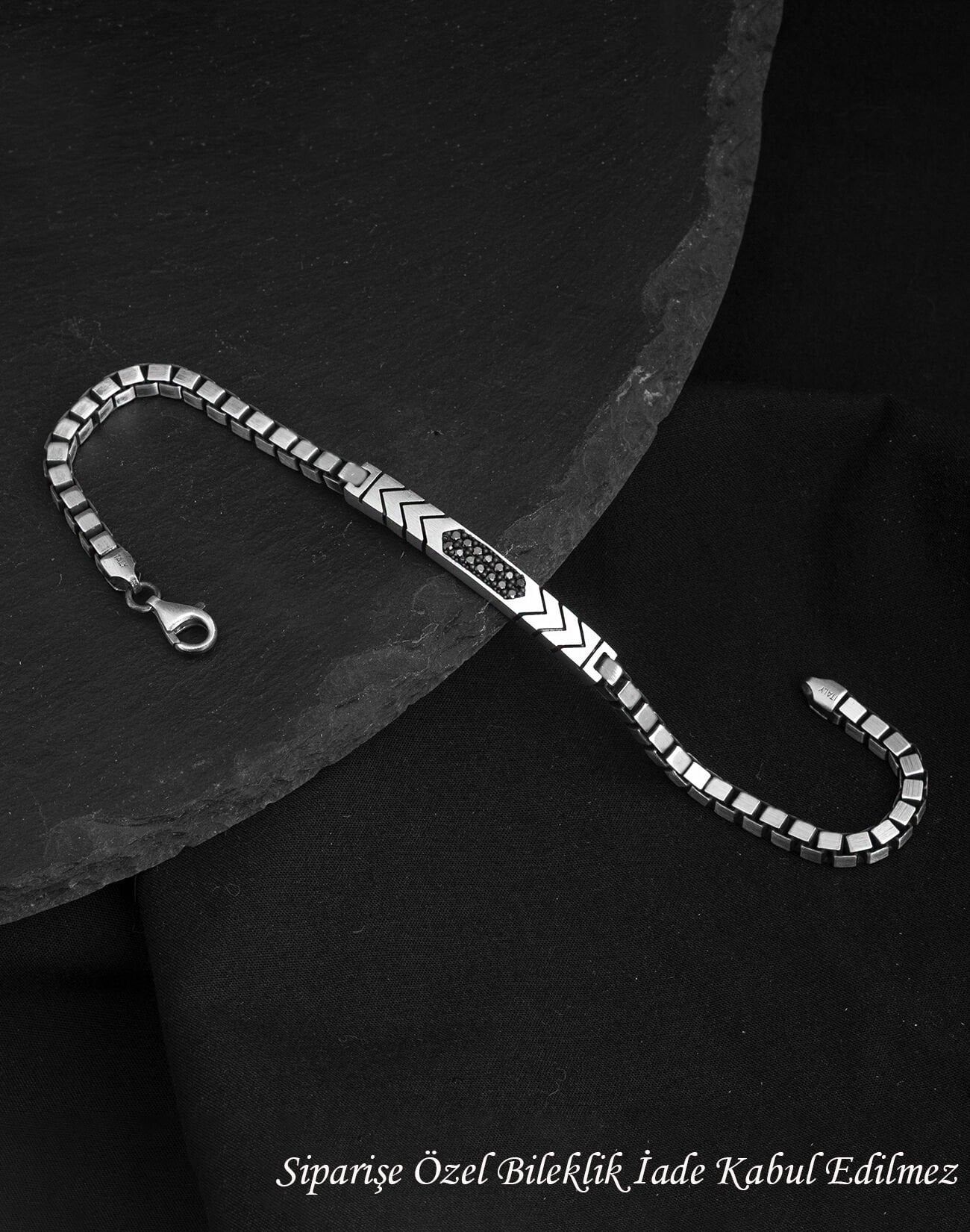 925 Ayar Küp Zincirli Omega Modeli Gümüş Erkek Bileklik