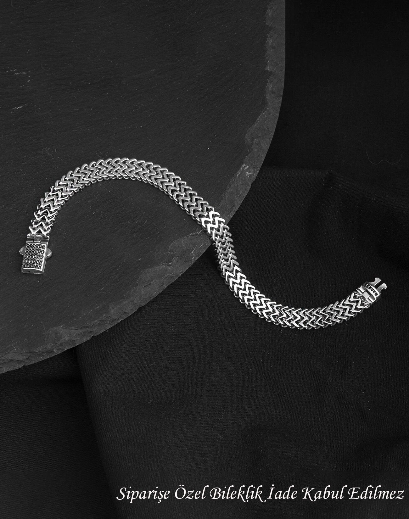 925 Ayar Hasır Örgü Gümüş Erkek Bileklik