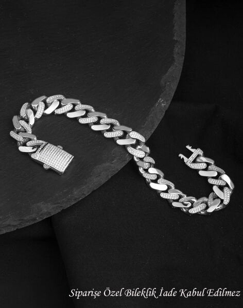 925 Ayar Yarı Taşlı Gurmet Gümüş Unisex Bileklik