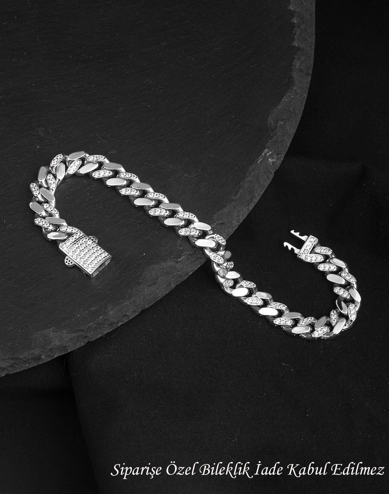 925 Ayar Zirkon Taşlı Gurmet Gümüş Unisex Bileklik